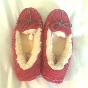 Red UGG slippers/moccasins in size 5